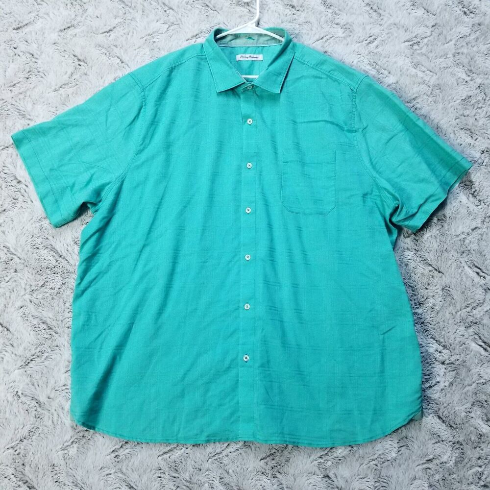 Tommy Bahama Shirt Mens XXXL‎ Green Casual Button Down Short Sleeve Collared